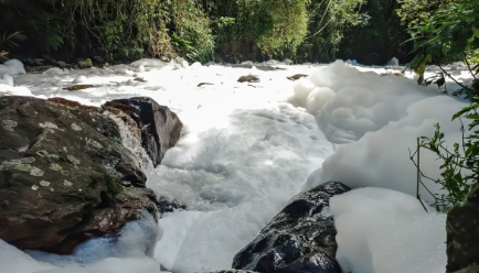 Espuma que se formou após contato do acído com a água - Foto MPSC